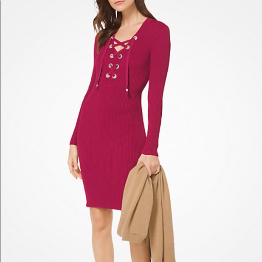 MICHAEL Michael Kors Laced up Ribbed Dress